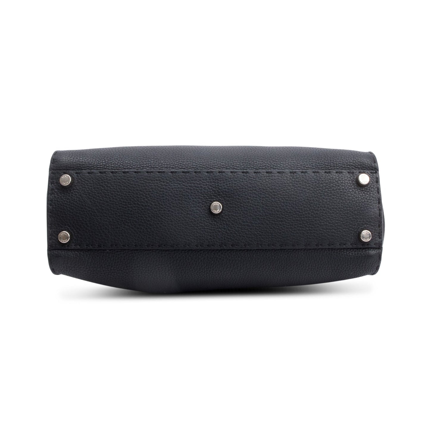 Fendi Black Leather Romano Selleria Medium Peekaboo Bag