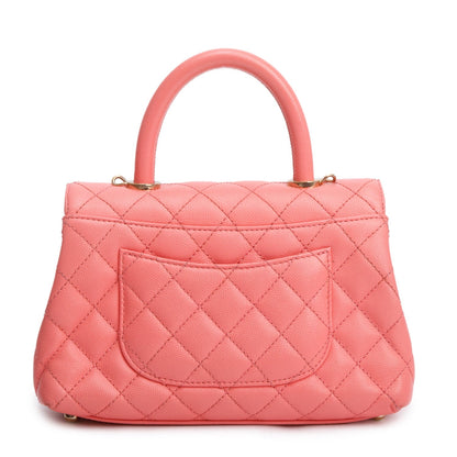 Chanel Pink Quilted Caviar Leather Small Coco Handle Bag