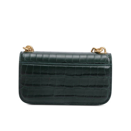 Balenciaga Green Croc-Embossed Leather XS Gossip Flap Bag
