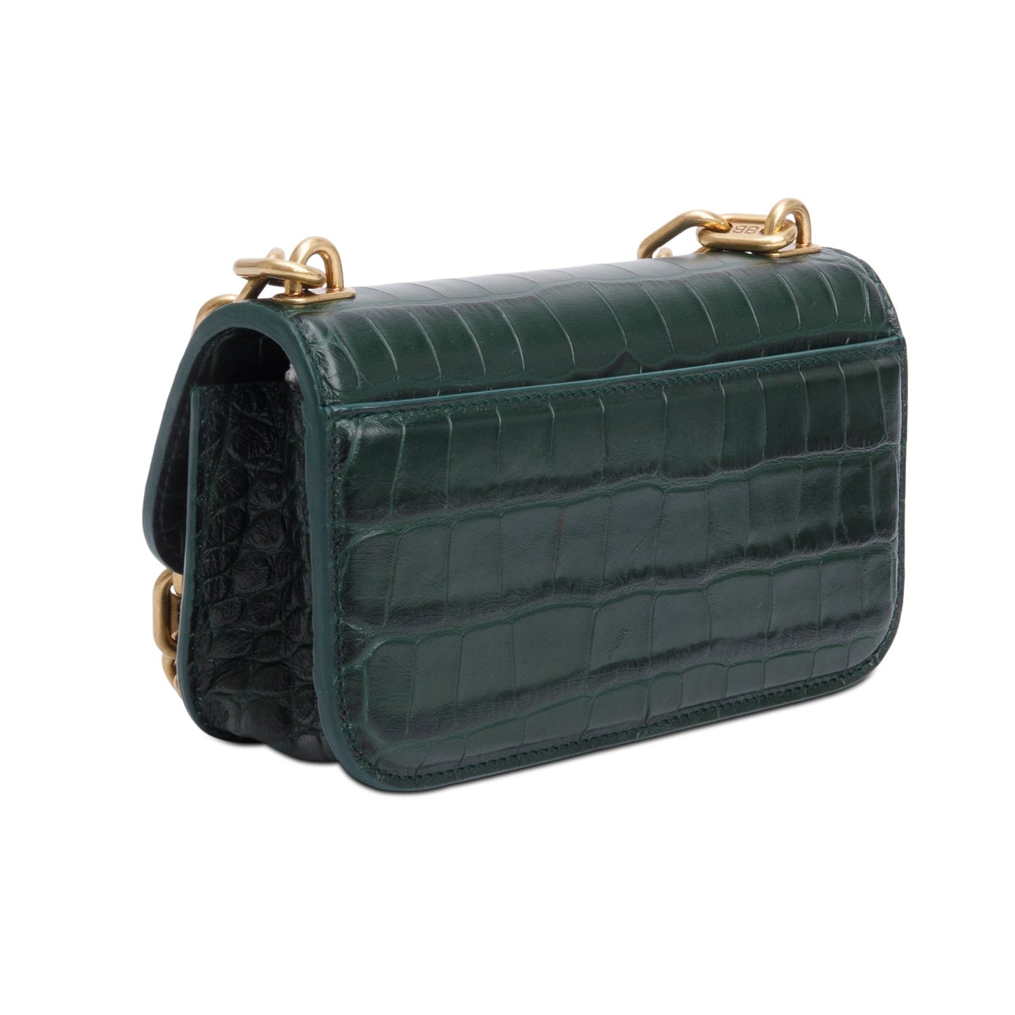 Balenciaga Green Croc-Embossed Leather XS Gossip Flap Bag