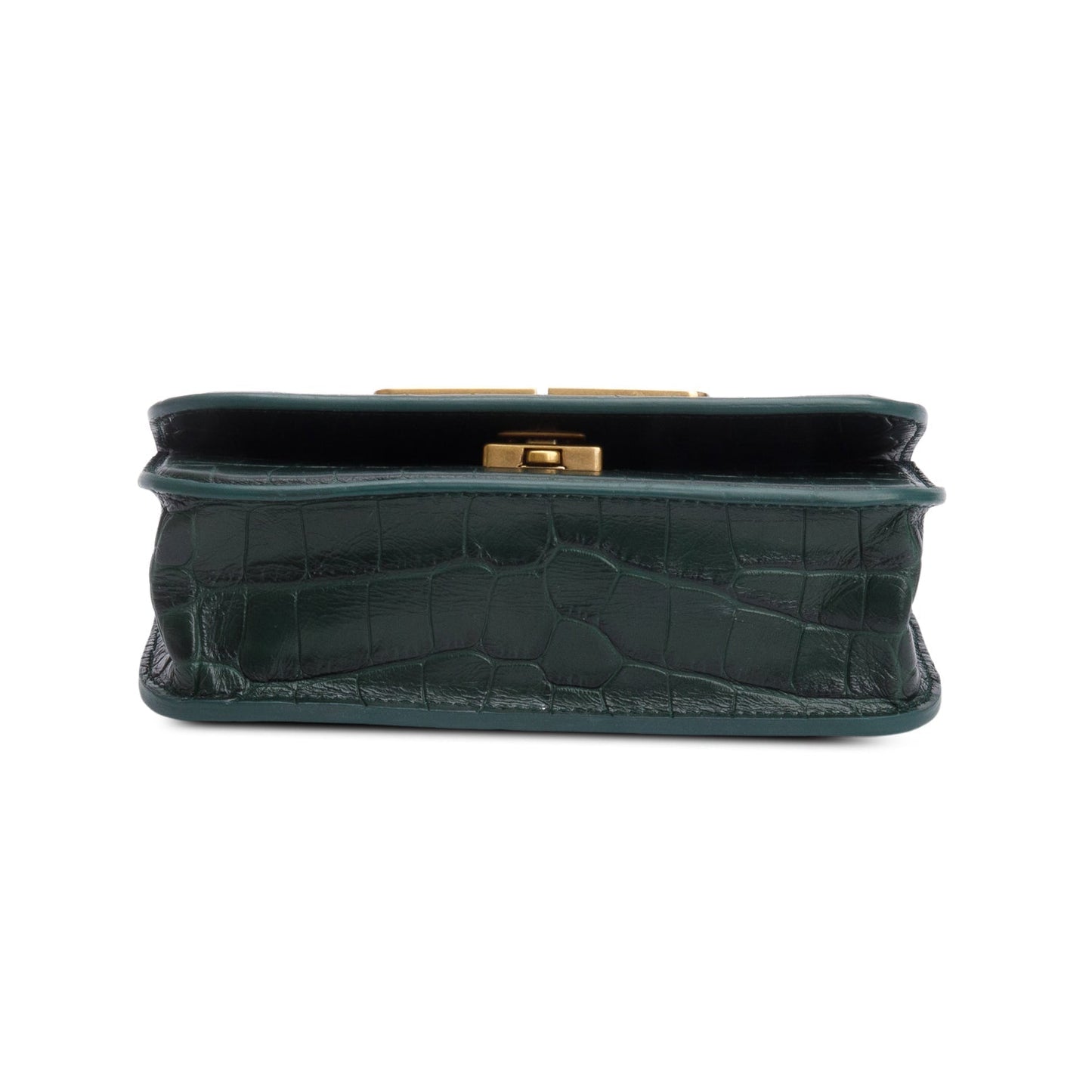 Balenciaga Green Croc-Embossed Leather XS Gossip Flap Bag