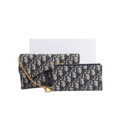 Christian Dior Oblique Jacquard Saddle Pouch with Chain