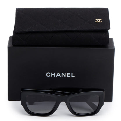 Chanel 5507-A Black Acetate Rectangle Polarized Sunglasses 5507-A