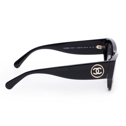 Chanel 5507-A Black Acetate Rectangle Polarized Sunglasses 5507-A