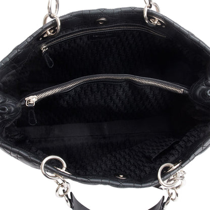 Christian Dior Black Cannage Calfskin Leather Large Lady Dior Soft Shopping Tote