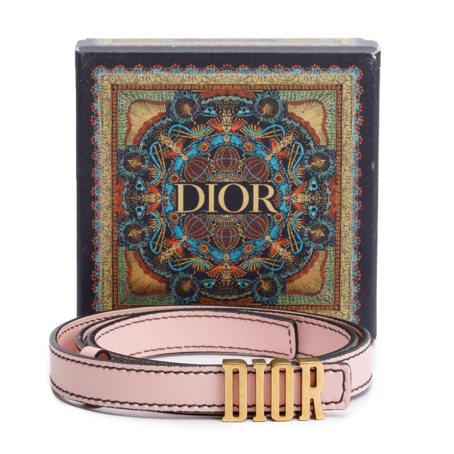 Christian Dior Baby Pink Calfskin D Fence Belt Size 80