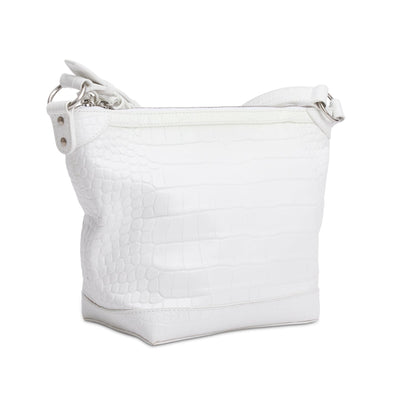Balenciaga White Crocodile Embossed Leather XS Neo Classic Hobo Bag