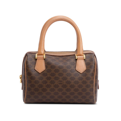 Celine Brown Triomphe Canvas Small Boston Bag