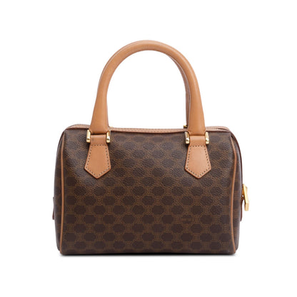 Celine Brown Triomphe Canvas Small Boston Bag