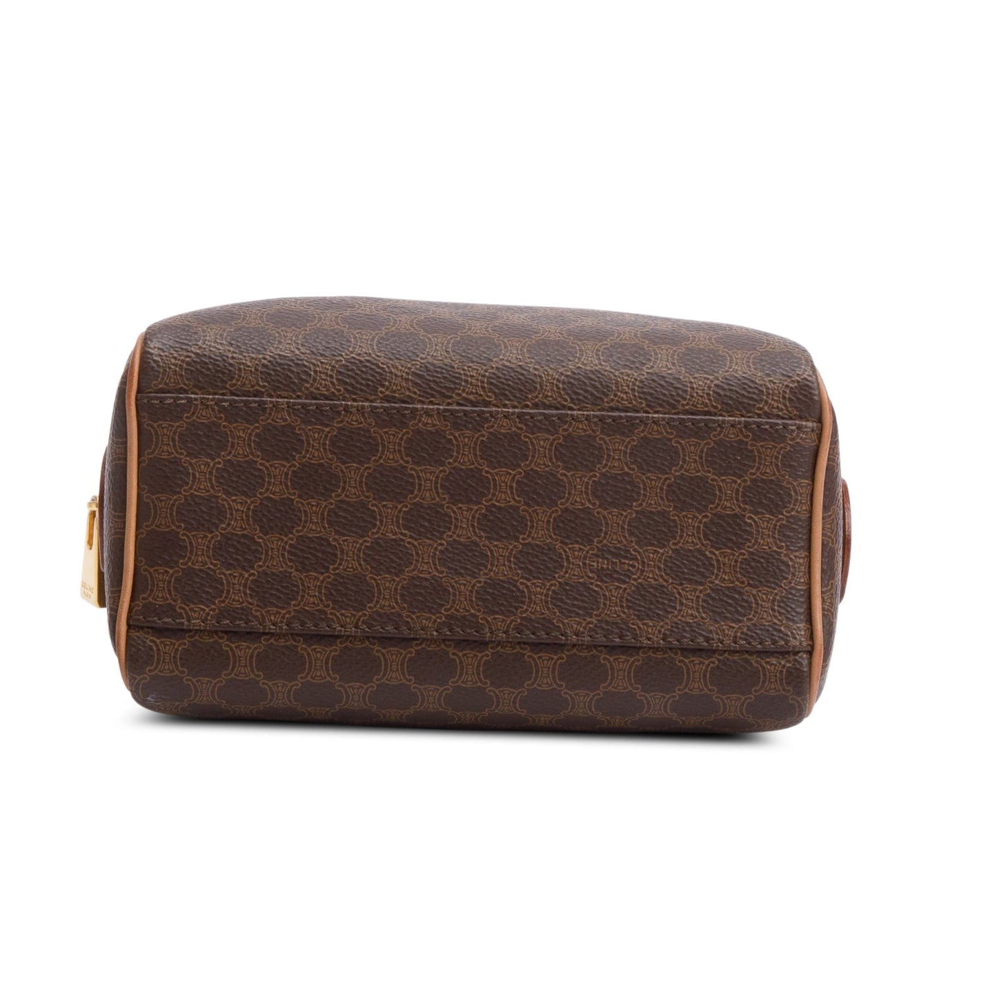 Celine Brown Triomphe Canvas Small Boston Bag