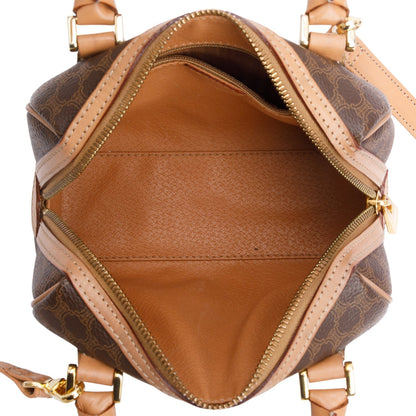 Celine Brown Triomphe Canvas Small Boston Bag