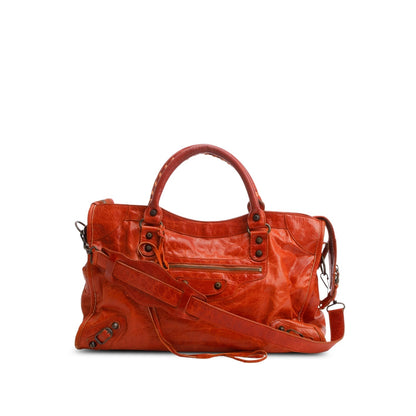 Balenciaga Orange Arena Lambskin Leather Le City Medium Bag