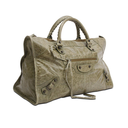 Balenciaga Green Arena Lambskin Leather Large Motorcycle Work Bag