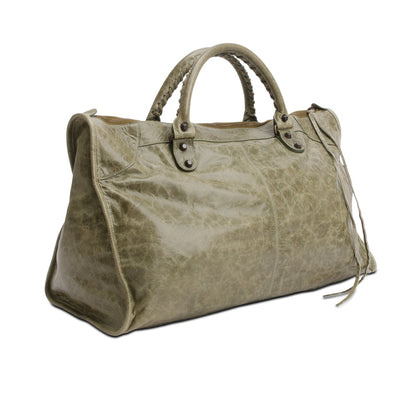 Balenciaga Green Arena Lambskin Leather Large Motorcycle Work Bag