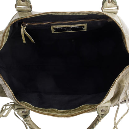 Balenciaga Green Arena Lambskin Leather Large Motorcycle Work Bag