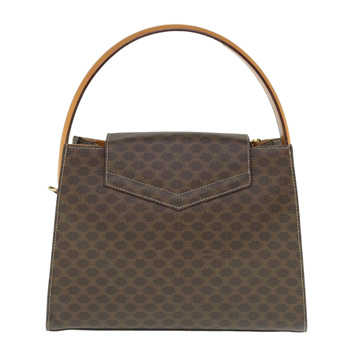 Luxury CELINE Macadam Canvas Hand Bag PVC Leather 2way Brown  62493