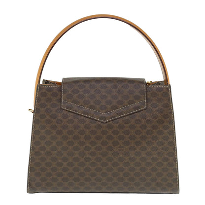 Luxury CELINE Macadam Canvas Hand Bag PVC Leather 2way Brown  62493