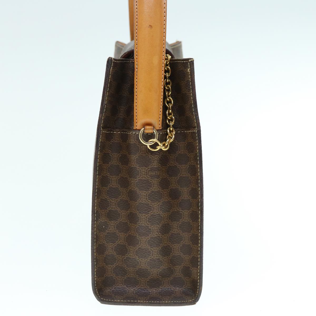 Luxury CELINE Macadam Canvas Hand Bag PVC Leather 2way Brown  62493