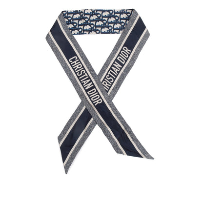 Christian Dior Navy Oblique Mitzah Silk Twilly