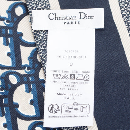 Christian Dior Navy Oblique Mitzah Silk Twilly