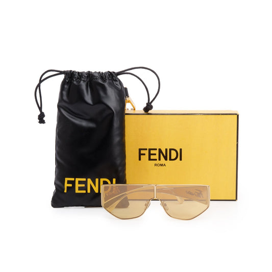 Fendi FE40051U Gold Metal Disco Geometric Shield Sunglasses