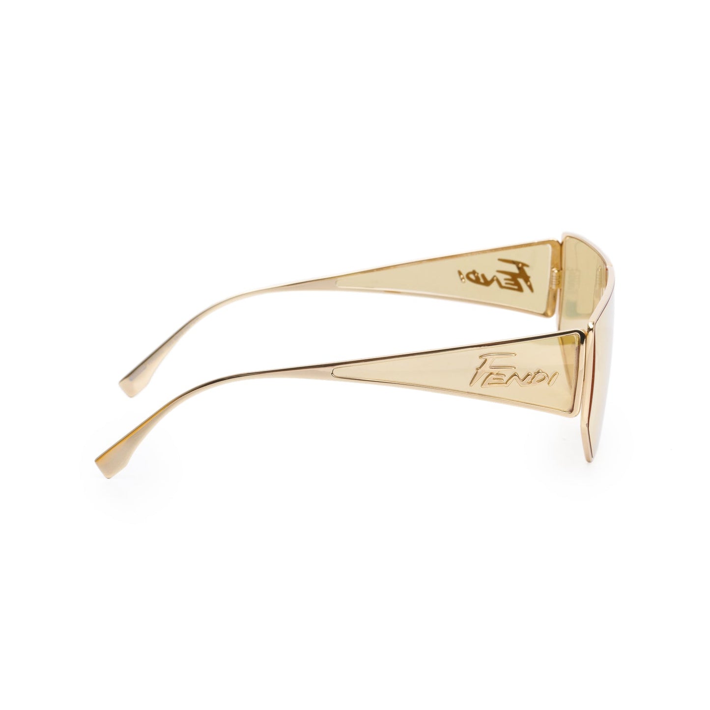 Fendi FE40051U Gold Metal Disco Geometric Shield Sunglasses