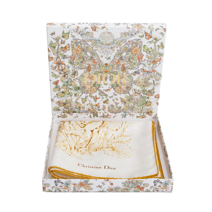 Christian Dior White/Yellow 'Around The World' Silk Scarf 90