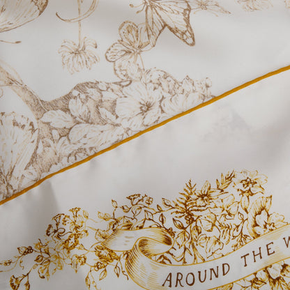 Christian Dior White/Yellow 'Around The World' Silk Scarf 90