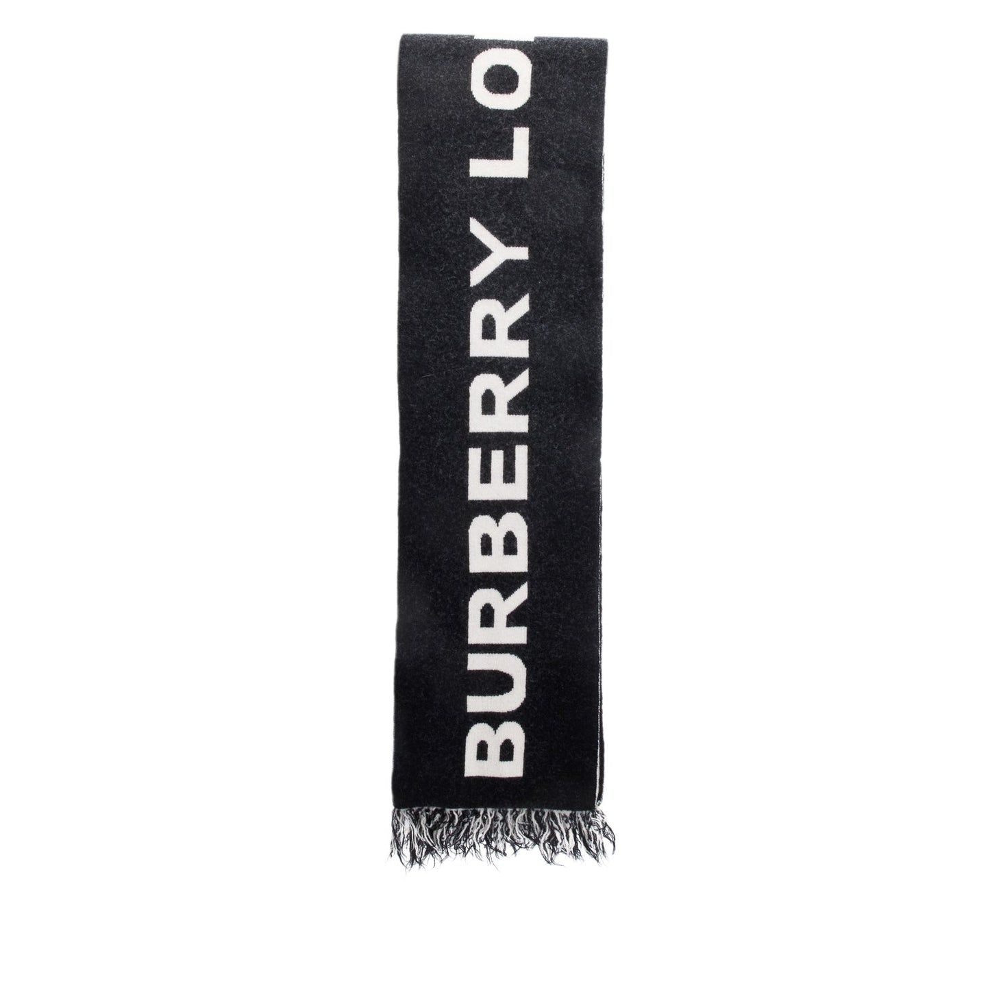 Burberry Black/Neutral Reversible Logo Wool Scarf