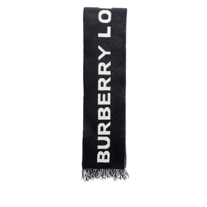 Burberry Black/Neutral Reversible Logo Wool Scarf
