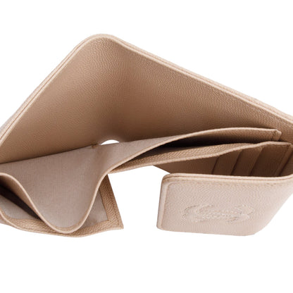 Chanel Beige Caviar Leather Timeless Trifold Compact Wallet