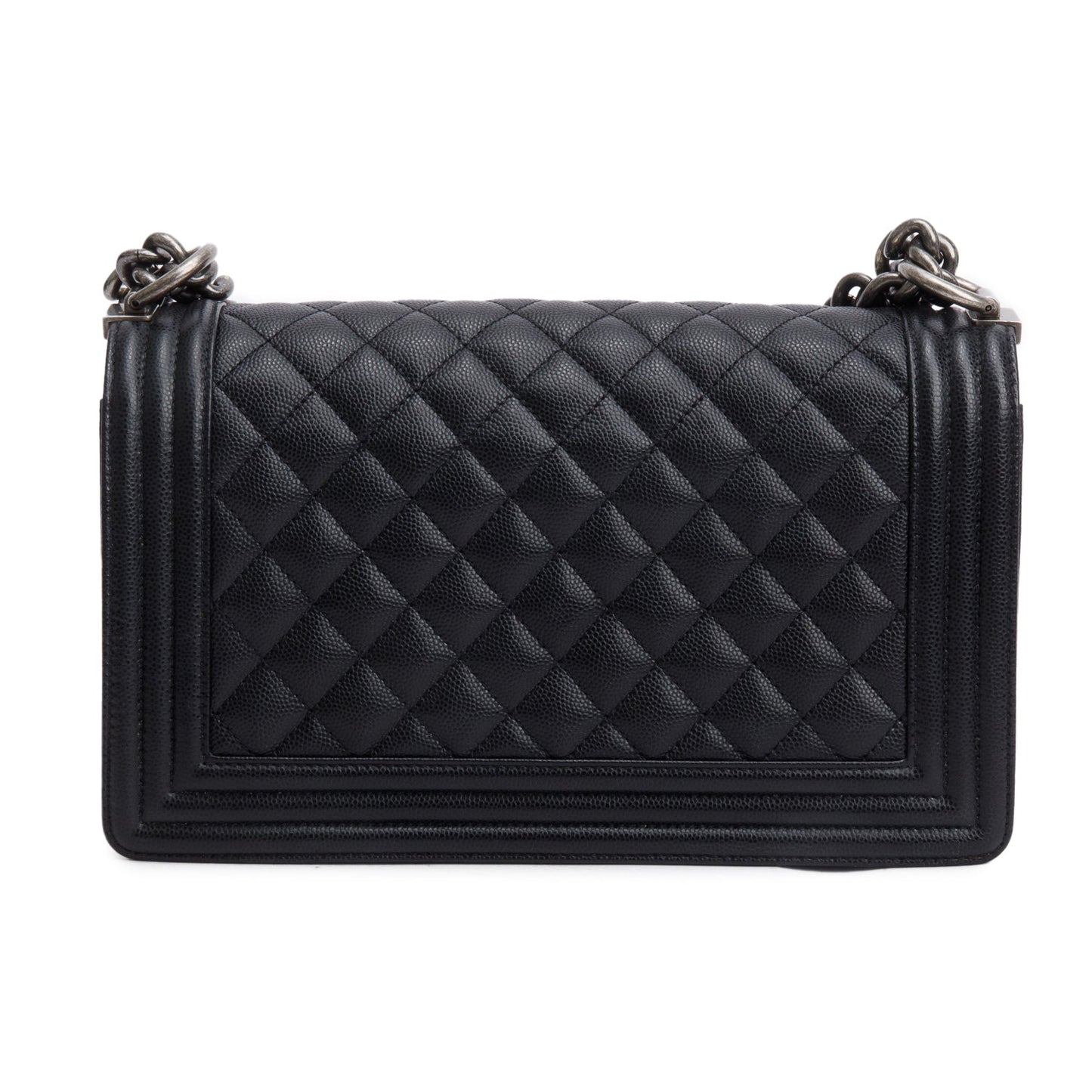 Chanel Black Quilted Caviar Leather Medium Boy Bag
