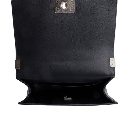 Chanel Black Quilted Caviar Leather Medium Boy Bag