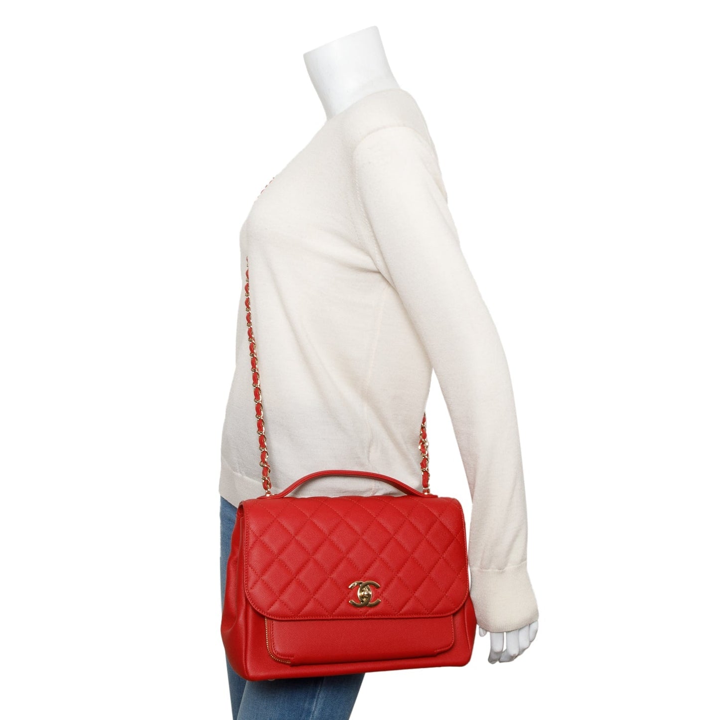 Chanel Red Caviar Leather Large Business Affinity Flap Bag