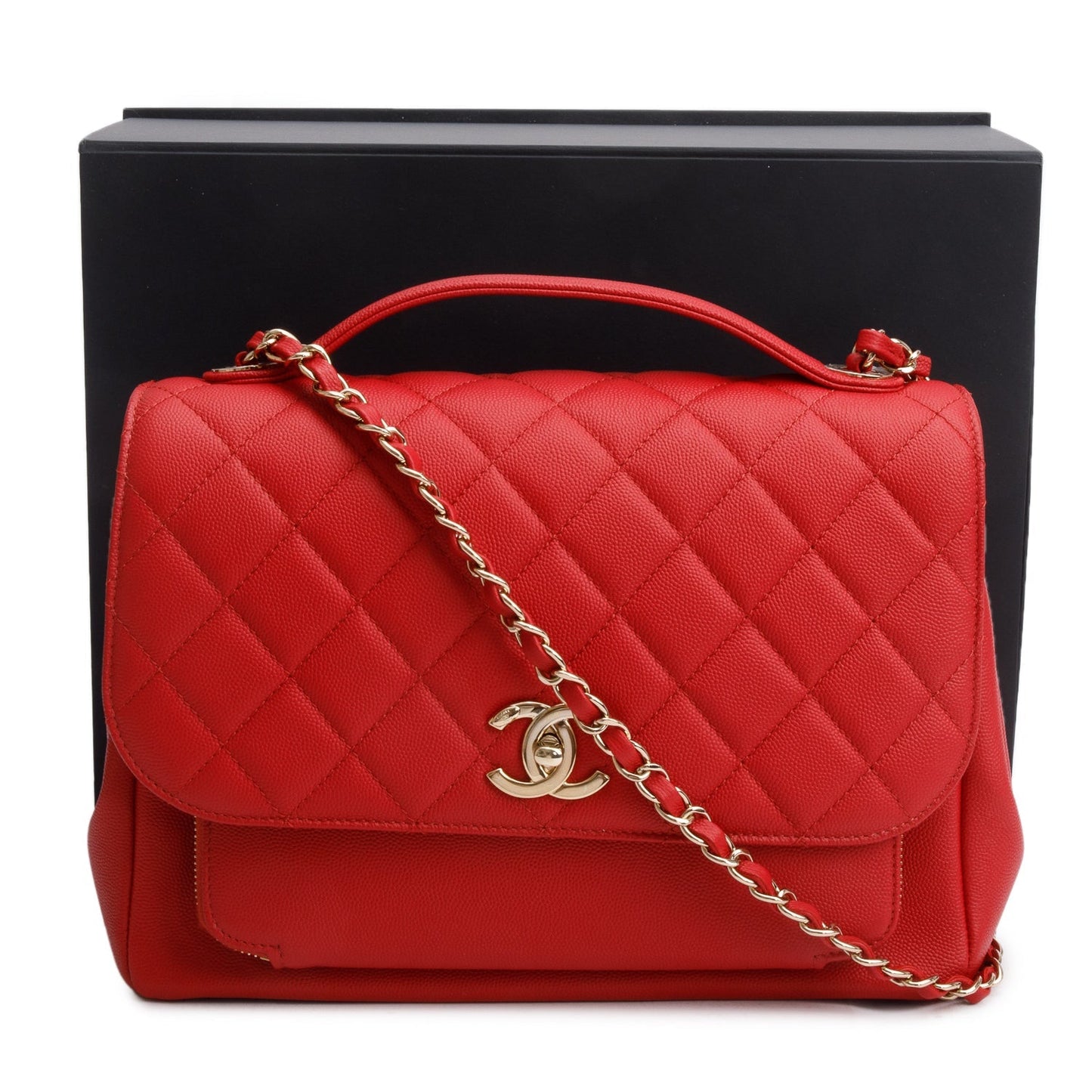 Chanel Red Caviar Leather Large Business Affinity Flap Bag