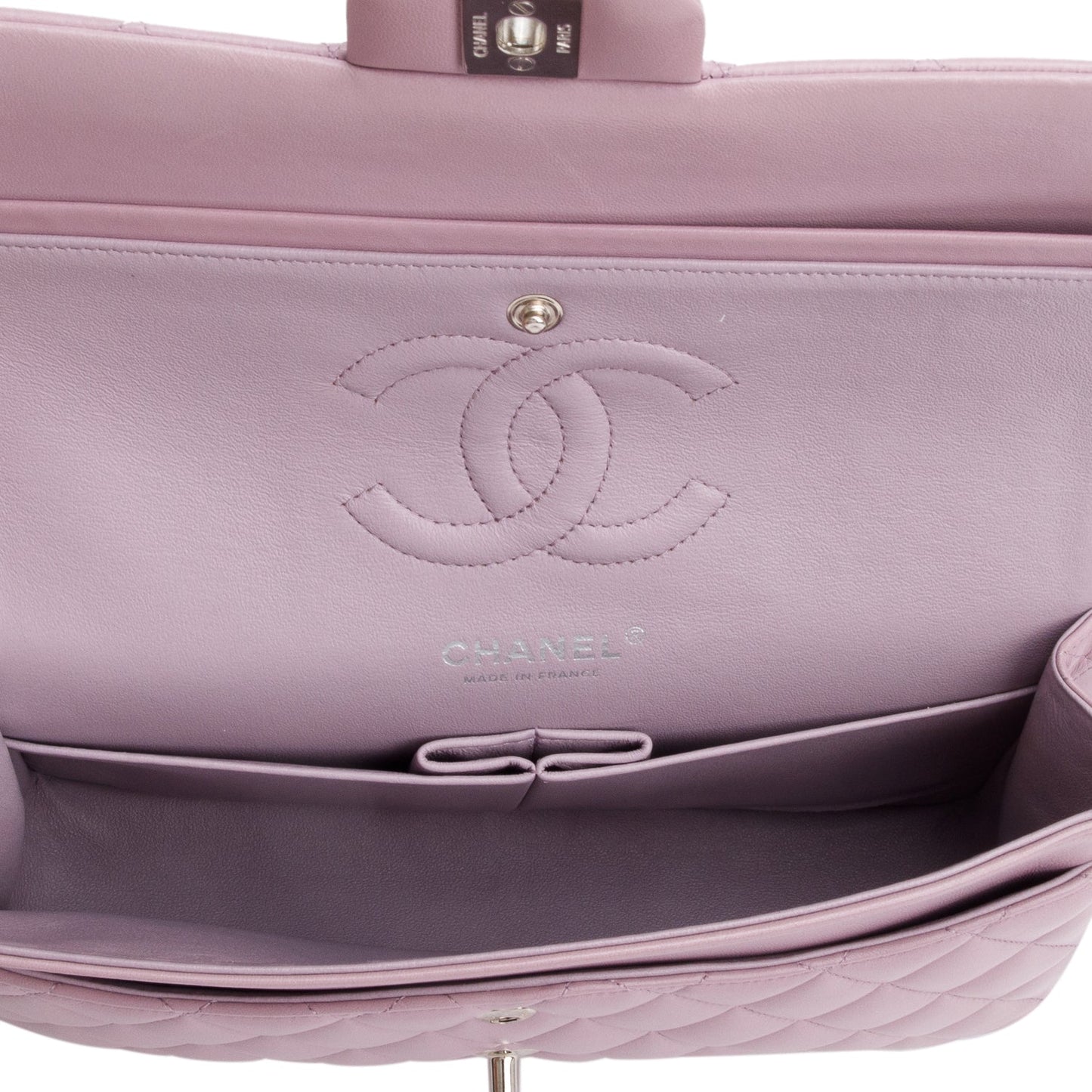 Chanel Purple Quilted Lambskin Leather Classic Medium Double Flap Bag