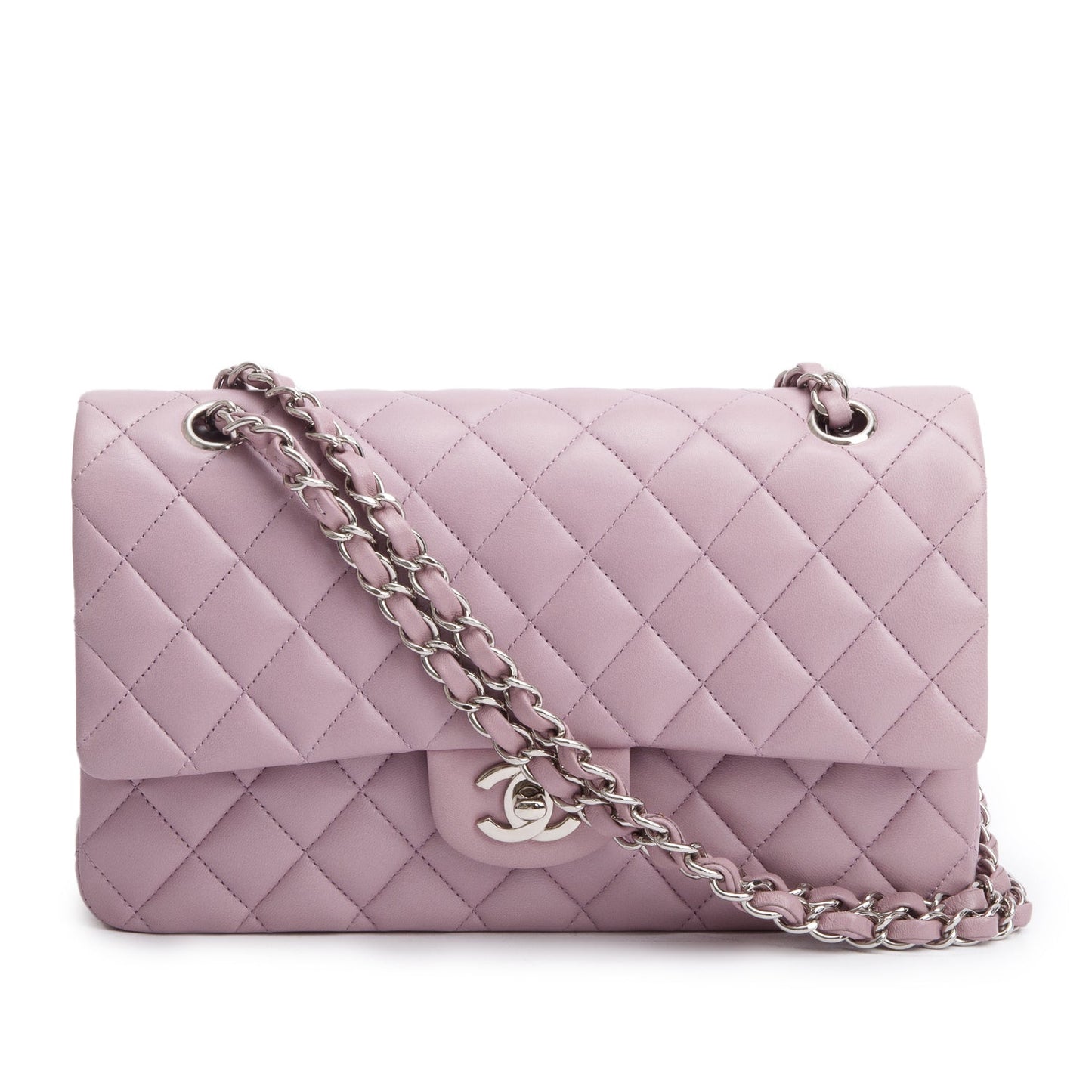 Chanel Purple Quilted Lambskin Leather Classic Medium Double Flap Bag
