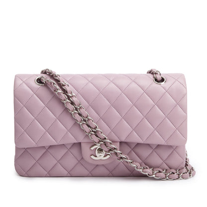 Chanel Purple Quilted Lambskin Leather Classic Medium Double Flap Bag