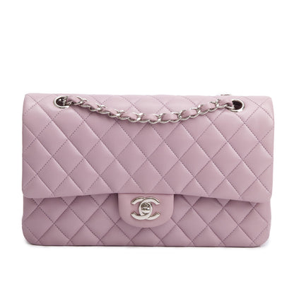Chanel Purple Quilted Lambskin Leather Classic Medium Double Flap Bag