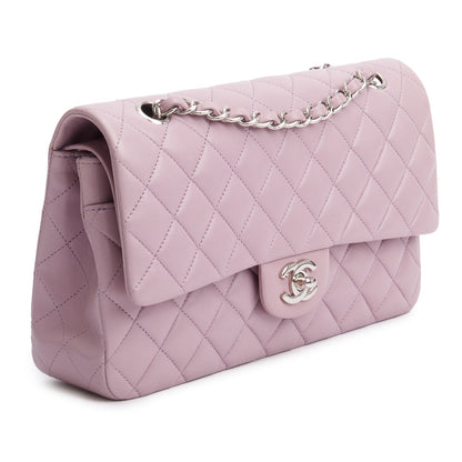 Chanel Purple Quilted Lambskin Leather Classic Medium Double Flap Bag