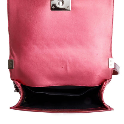 Chanel Red Patent Leather Medium Boy Bag
