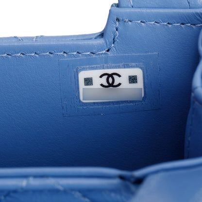 Chanel 2025 Bue Shiny Aged Calfskin Leather Nano Kelly Crossbody Bag