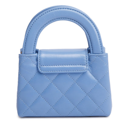 Chanel 2025 Bue Shiny Aged Calfskin Leather Nano Kelly Crossbody Bag