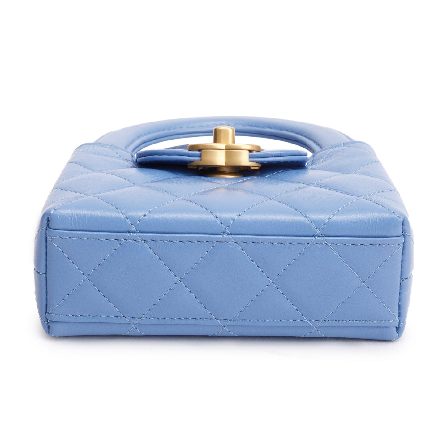 Chanel 2025 Bue Shiny Aged Calfskin Leather Nano Kelly Crossbody Bag