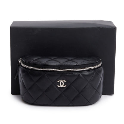 Chanel 2021 Black Quilted Lambskin Leather Classic Arm Coin Purse Pouch