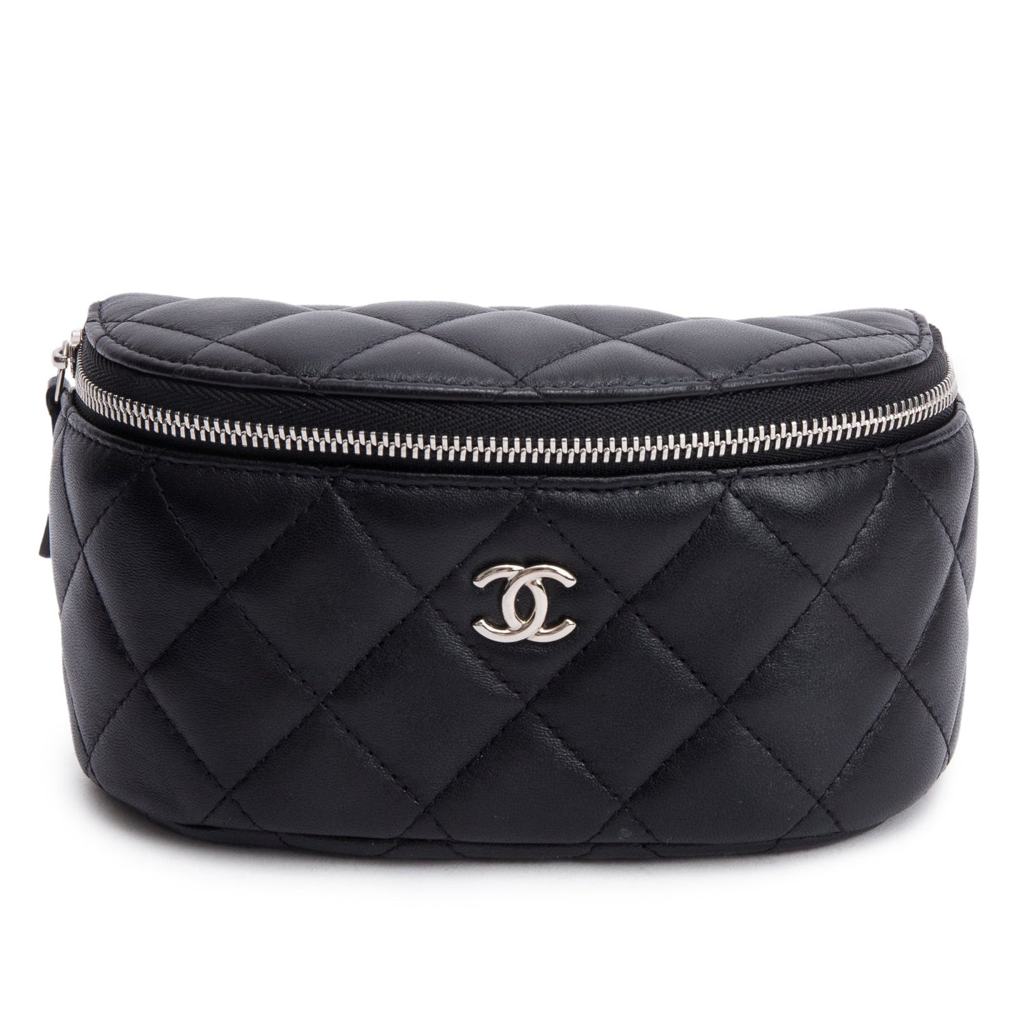 Chanel 2021 Black Quilted Lambskin Leather Classic Arm Coin Purse Pouch