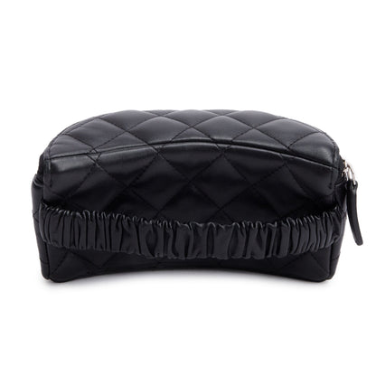 Chanel 2021 Black Quilted Lambskin Leather Classic Arm Coin Purse Pouch