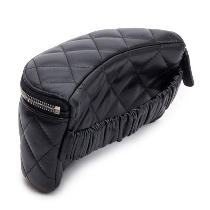 Chanel 2021 Black Quilted Lambskin Leather Classic Arm Coin Purse Pouch