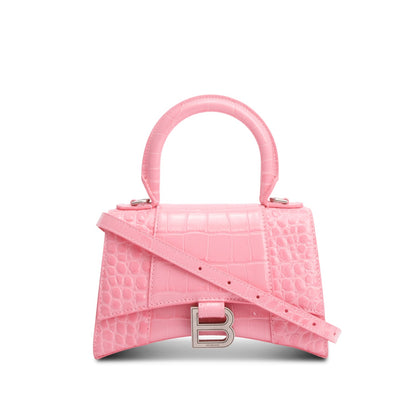 Balenciaga Pink Croc-Embossed Leather XS Hourglass Top Handle Bag