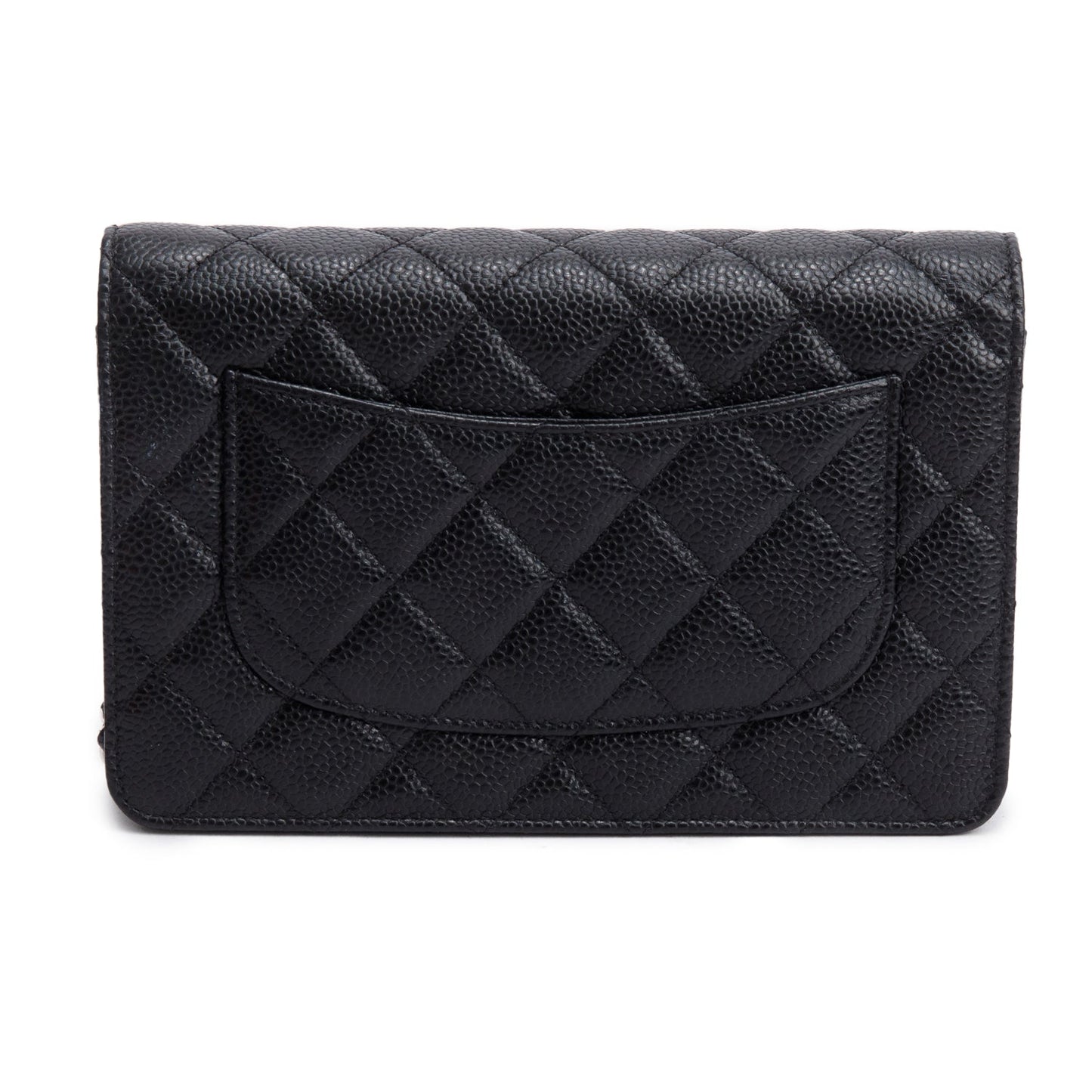 Chanel Black Quilted Caviar Leather Classic Wallet on Chain